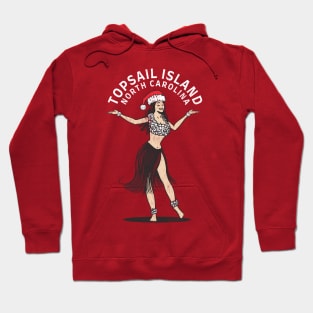 Topsail Island, NC Christmas Vacationing Holiday Hula Girl Hoodie